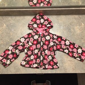 Floral all-weather hooded rain jacket